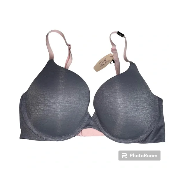 VICTORIA’S SECRET Padded Perfect Coverage Brand New Grey Pink 36D - Picture 1 of 8